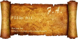 Fülöp Ali névjegykártya